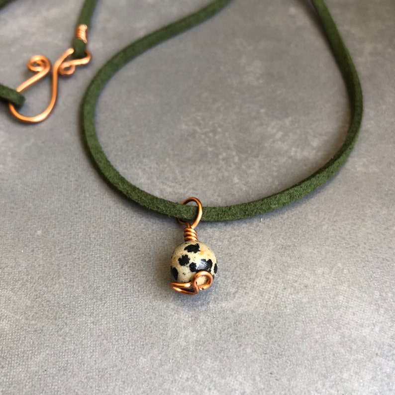 Handmade copper and Dalmatian Jasper Necklace Healing Stone Jewellery