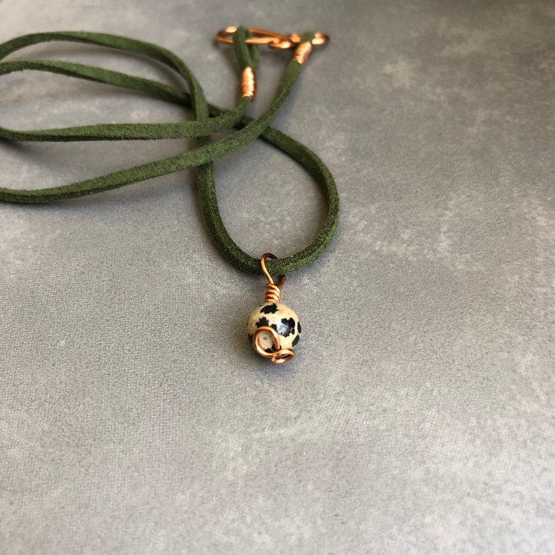 Handmade copper and Dalmatian Jasper Necklace Healing Stone Jewellery