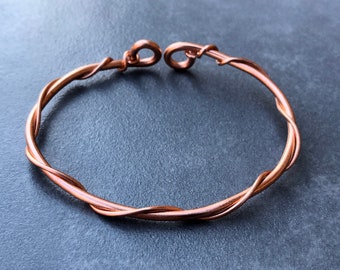 Wrapped Copper Bracelet, Thick Arthritis Bracelet, 100% Copper Cuff Bracelet Twisted Copper, Open Bangle Band Unisex Jewelry Gift For Her
