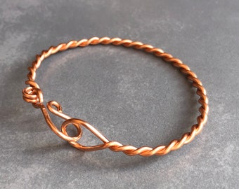 Twisted Copper Bracelet; Arthritis Bracelet with Clasp;  100% Copper Cuff Bracelet for Women; Braided Copper Bangle; Unisex Ancient Jewelry