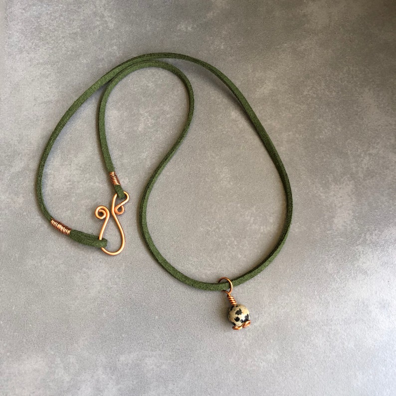 Handmade copper and Dalmatian Jasper Necklace Healing Stone Jewellery