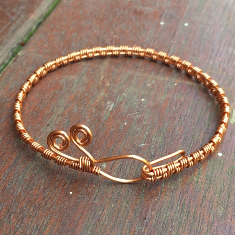 Celtic Wire Weaving Bracelet Gift for Her Multi layer Copper Cuff Bracelet Hook and Eyelet Bracelet