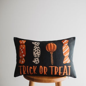 Trick or Treat Candy Pillow Cover |  Halloween Pillow Covers | Fall Decor | Room Decor | Decorative Pillows | Gift for her | Sofa Pillows