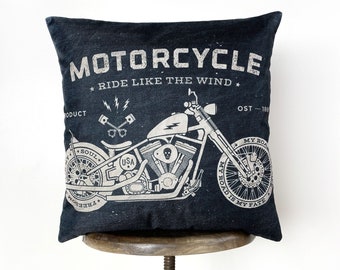 Motorcycles | Pillow Cover | Gift for Him | Throw Pillow | Home Décor | Boyfriend | Dad Gift | Classic Motorcycle