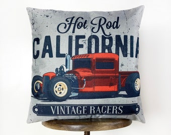 Hot Rod California Vintage Racer  | Pillow Cover | Throw Pillow | Dad Gift | Classic Car | Gift Ideas | Pillow | Hot Rod | Room Décor