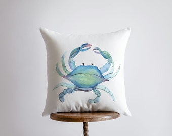 Watercolor Blue Crab | Pillow Cover | Throw Pillow | Home Decor | Modern Coastal Decor | Pillow | Ocean | Gift for her | Accent Pillow | Sea