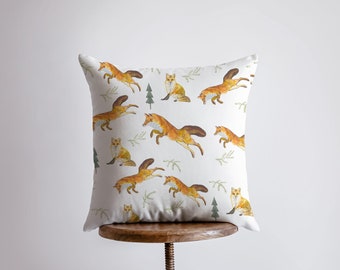 Fox's | Pattern | Pillow Cover | Fox Decor | Throw Pillow | Animal Lover | Fox Art | Animal Print Pillows For Couch | Unique Throw Pillow