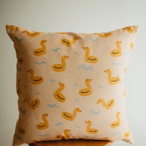Pool Ducky Float Pattern | Vintage Style | Summer Day Fun | Home Decor | Throw Pillows| Orange Pillows | Room Decor | Decorative Pillows UniikPillows