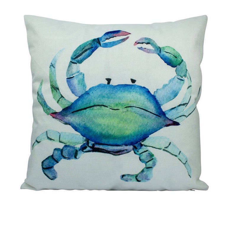 Blue Crab Pillow Cover Throw Pillow Home Decor Modern Etsy