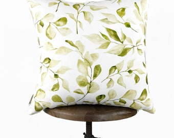 Green Leaves Repeat Pattern | Spring Décor | Easter Decorative Pillows | Farmhouse Décor | Hand-Made Throw Pillows