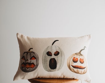 Primitive Jack o Lantern Lumbar Pillow Cover | 18x12 Halloween Décor | Fall Decor | Room Decor | Decorative Pillows | Gift for her