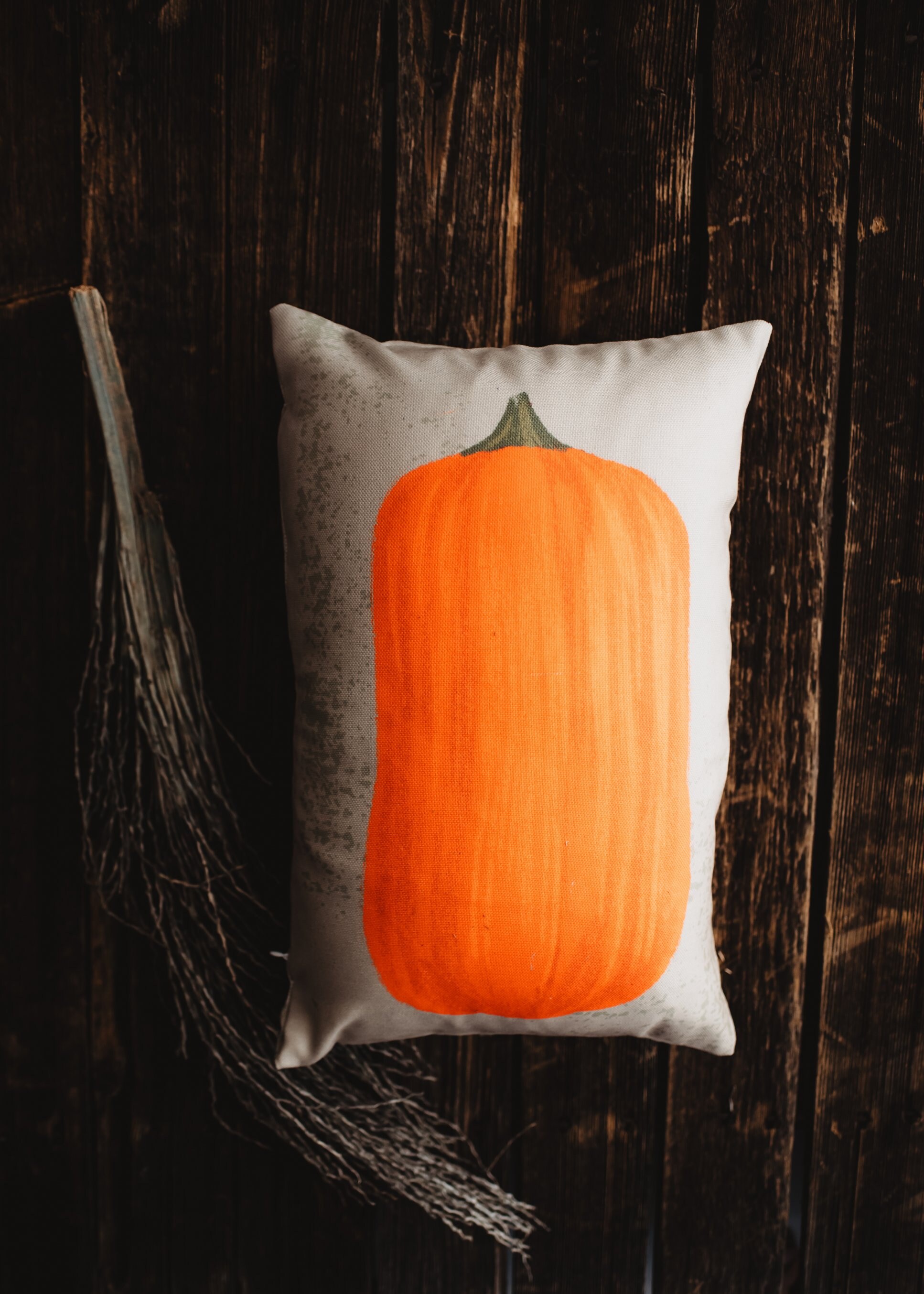 Primitive Upright Fall Pumpkin Lumbar Pillow Cover 12x18 Etsy