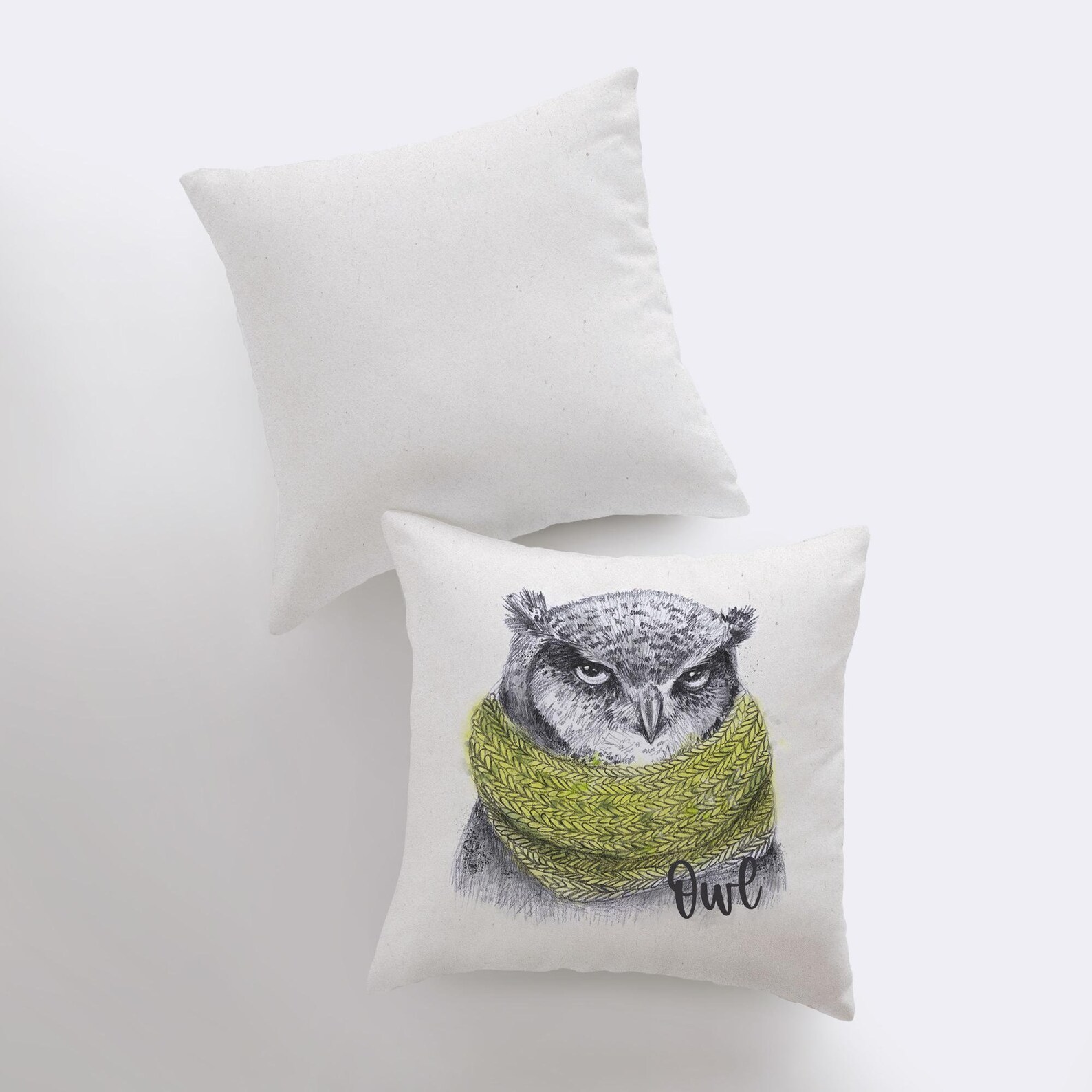 Barn Owl Pillow Cover Drawing of an Owl Throw Pillow Etsy