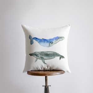 Watercolor Whales | Pillow Cover |  |Throw Pillow | Home Decor | Modern Decor | Pillow | Ocean | Gift for her | Accent Pillow Covers | Sea
