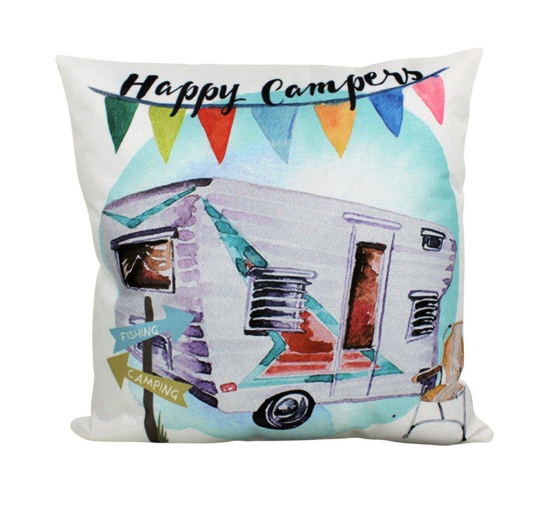 Happy Camper Fun Times Vintage Camper Pillow Cover Camper