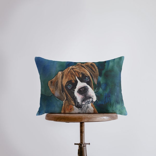 Brown Watercolor Boxer | 18x12 | Pillow Cover | Dogs | Home Decor | Custom Dog Pillow | Boxer Mom | Dog Lover Gift | Dog Mom Gift | Pillows