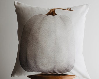 White Curly Stem Pumpkin Pillow Cover |   Primitive Farmhouse Decor | Farmhouse Pillows | Country Decor | Fall Throw Pillows | Gift for her