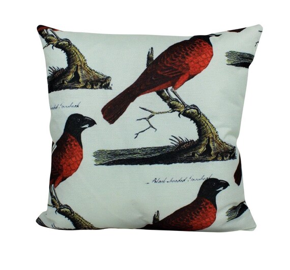 Red Bird Pillow Cover Birds Farmhouse Decor Home Decor Etsy