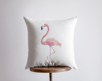 Fenicottero / Fodera per cuscino bianco / Cuscino / Fenicottero rosa / Decorazioni per la casa / Cuscino / Regalo