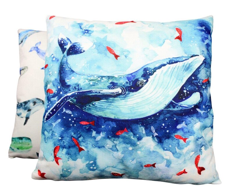 Blue Whale Pillow Cover Throw Pillow Home Decor Etsy