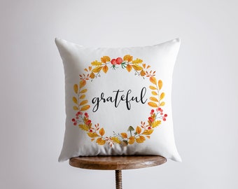 Grateful Pillow Cover |  Fall Thanksgiving Decor | Farmhouse Pillows | Country Decor | Fall Throw Pillows | Cute Throw Pillow | Gift for her