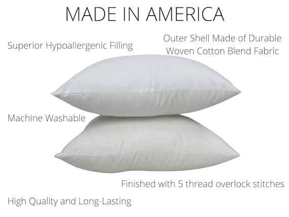 Cotton Cover Hypoallergenic Polyester Filled Pillow Insert | 12x12 | 14x14 | 16x16 | 18x18 | 20x20 - UniikPillows 12x12