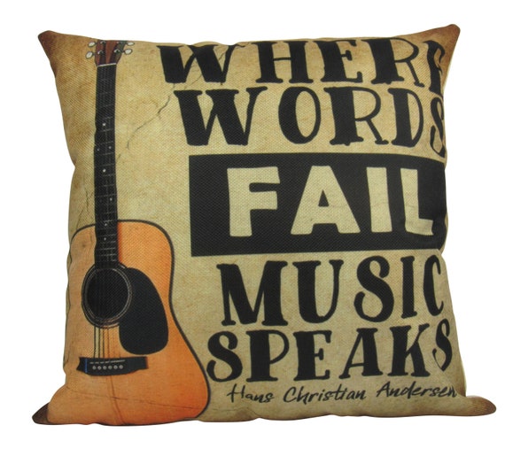 Music Lover Where Words Fail Music Speaks Pillow Cover Etsy