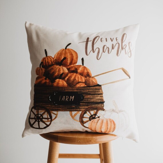 Primitive Pumpkin Decor Pillow Cover | Thanksgiving Décor | Farmhouse Pillows | Country Decor | Fall Throw Pillows | Cute Throw Pillows