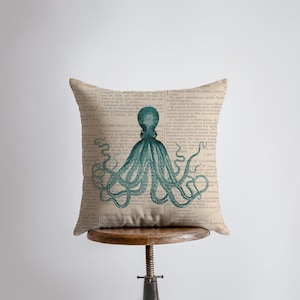 Octopus | Pillow Cover|Throw Pillow | Home Decor | Modern Coastal Decor | Nautical Pillow | Ocean | Gift for her | Accent Pillow Covers