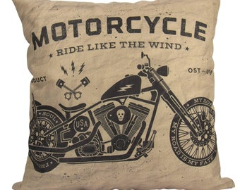 Motorcycles | Pillow Cover | Gift for Him | Throw Pillow | Home Décor | Boyfriend | Dad Gift | Classic Motorcycle