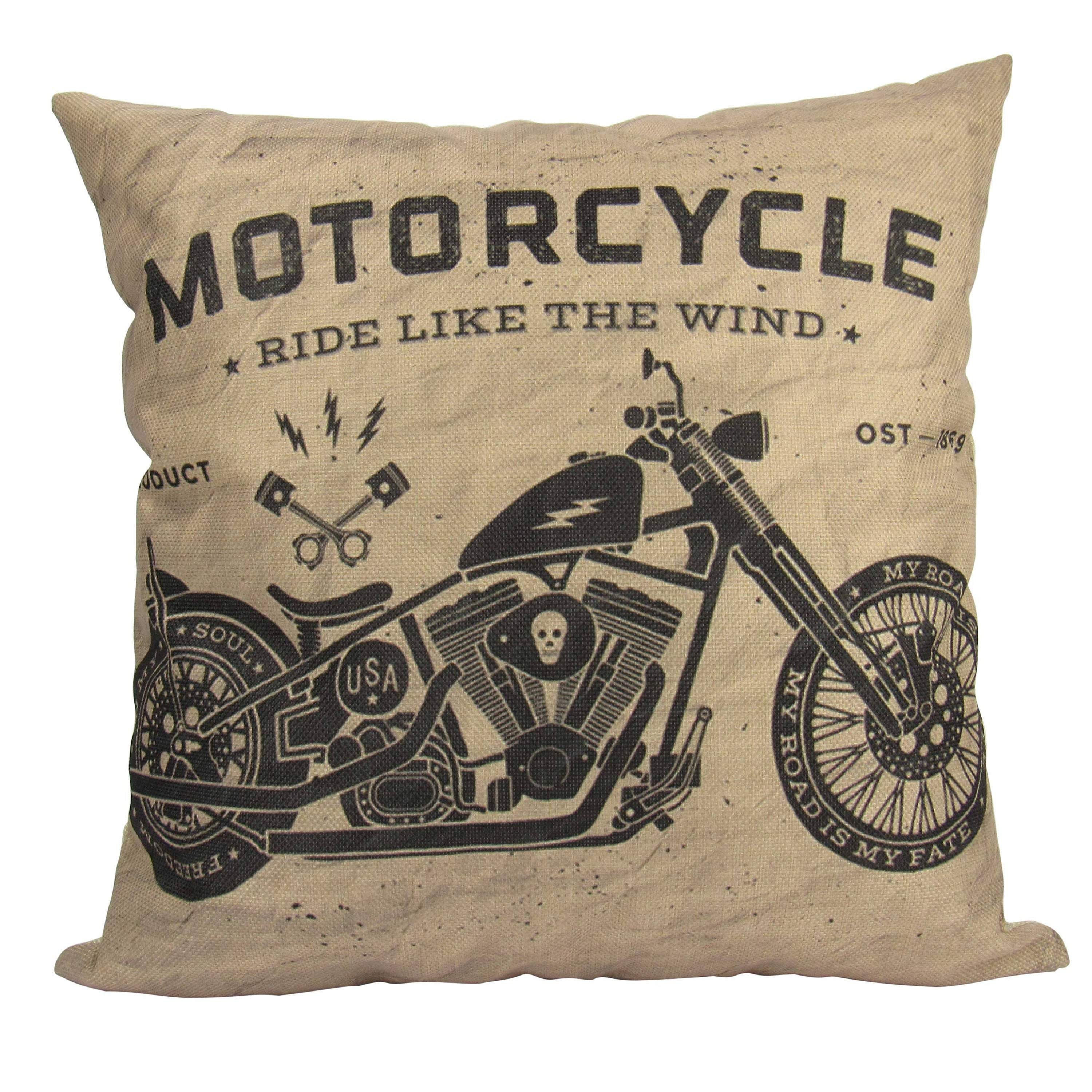 American Motorcycle Crotch Rocket Gear Shifting' Throw Pillow Cover 18” x  18”