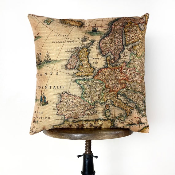 Map Pillow Rustic Map Pillow Cover Map Print Throw Etsy