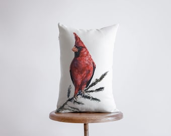 Bird | Cardinal | Red Cardinal | Pillow Cover | Throw Pillow | 12x18 |  Bird Lover | Cardinal Gifts | Gifts for her | Decor | Accent Pillow