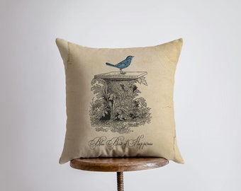 Kit D’oreiller Vintage Brodé Crewel - Motif Oiseaux Et Nid, Occasion En Excellent état