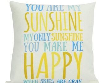 Multicolor Qirimli Pillow Design You are my Sunshine Bee with Sunflowers Floral Design Throw Pillow 18x18