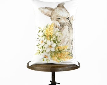 Baby Rabbit Spring Bloom | Spring Decorations | Spring Home Décor | Farmhouse Easter | Spring Outdoor Throw Pillows