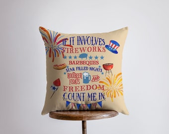 Fourth of July | Pillow Cover | Memorial Gift | Throw Pillow | Home Decor | Gift for Men | American Patriot | Gift Idea | Memorial Day Decor