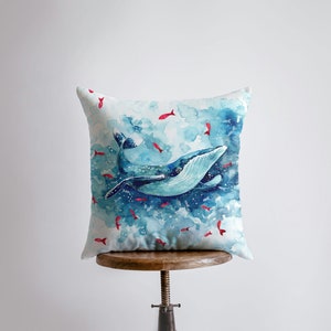 Watercolor Blue Whale | Pillow Cover | Throw Pillow | Home Decor | Modern Decor | Pillow | Ocean | Gift for her | Accent Pillow Covers | Sea