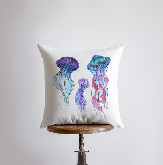Blue Jelly Fish Pillow Cover Throw Pillow Home Decor Modern Coastal Decor  Nautical Ocean Gift for Her Accent Pillow Sea -  Canada