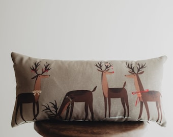 Decked out Christmas Reindeer Throw Pillow Cover | 20x10 | Primitive Christmas Decor | Primitive Decor | Luxury Home Decor | Luxury Decor