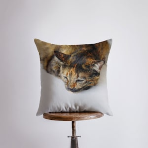 Calico Cat | Multi Colored Sleeping Cat | Pillow Cover | Cat Lover Gifts | Throw Pillow | Gift | Cute Cat | Cat Gifts | Cat Decor | Pillow