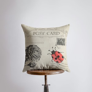 Marienkäfer | Kissenbezug | Unser Nest | Postkartenkissen | Bauernhaus Dekor | Wohndekor | Dekokissen | Moderne | vom Bauernhof Lady Bird | Geschenk