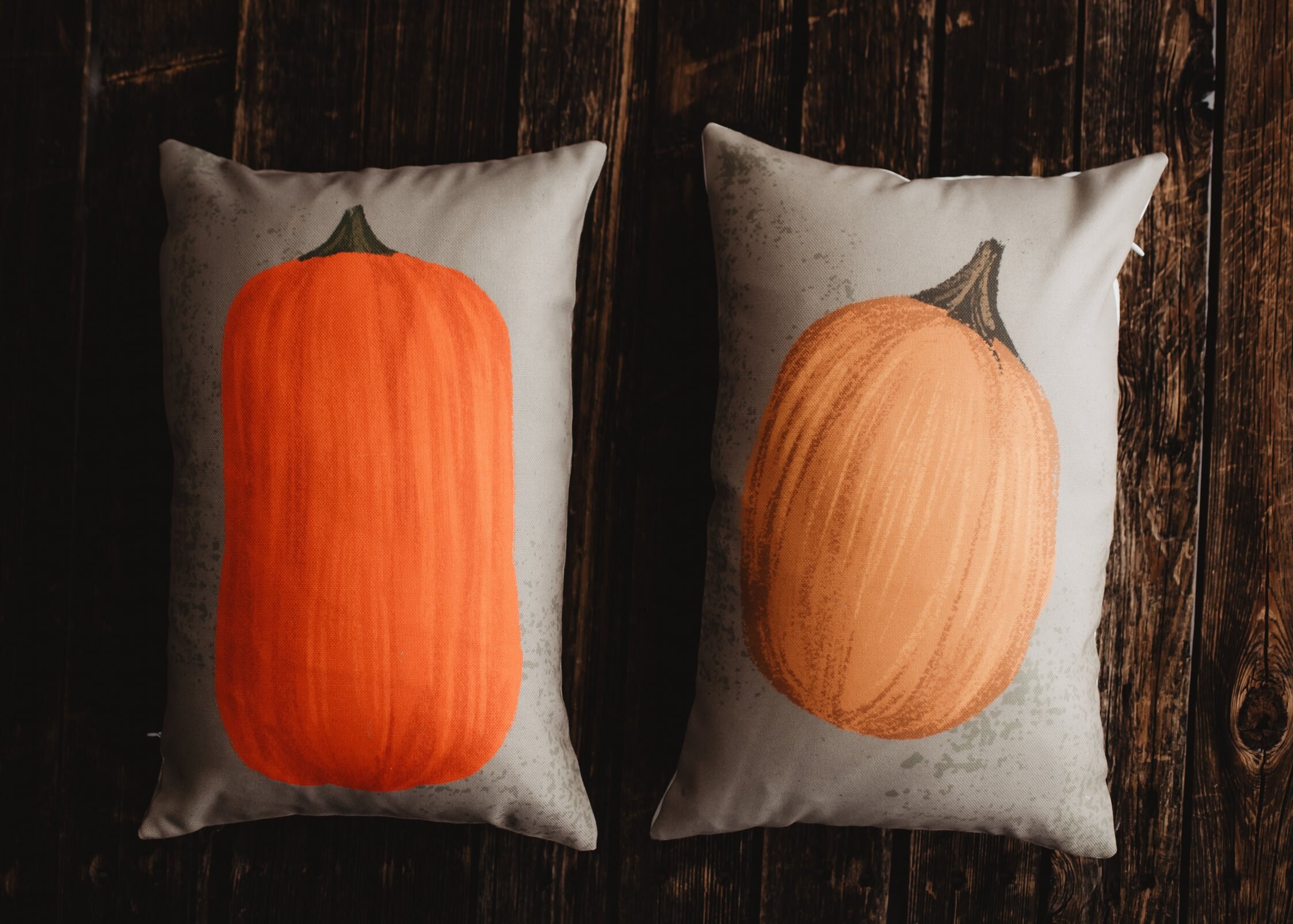 Primitive Upright Fall Pumpkin Lumbar Pillow Cover 12x18 Etsy