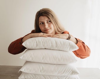Plain White Cotton Pillow Cover Shams | 6x6 8x8 10x10 12x12 14x14 16x16 20x20 22x22 24x24 Size