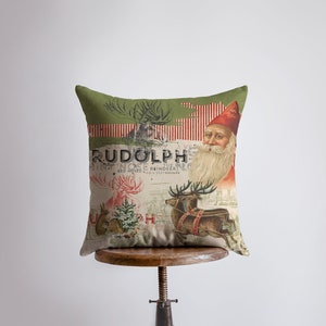Vintage Rudolph | Merry Christmas | Throw Pillow | Christmas Pillow | Home Decor | Christmas Décor | Rustic Christmas Decor | Office Decor