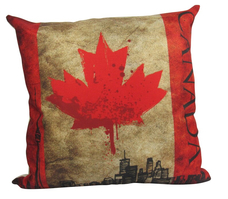 Canada Flag Pillow Cover Canadian Pillow Toronto Throw Etsy