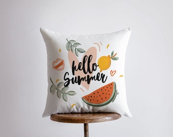 Hallo Sommer | Schwimmen | Wassermelone | Sonnenschein | Kissenbezug | Strand Dekor | Wohnkultur | Dekokissen | Geschenkidee | Dekoratives Kissen