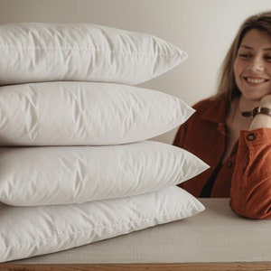 Down Alternative Hypoallergenic Pillow Insert Cotton Cover | 10x10 | 12x12 | 14x14 | 16x16 | 18x18 | 20x20 | 22x22 | 24x24 | Throw Pillow image 2