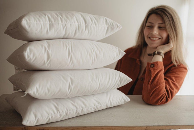 Down Alternative Hypoallergenic Pillow Insert Cotton Cover | 10x10 | 12x12 | 14x14 | 16x16 | 18x18 | 20x20 | 22x22 | 24x24 | Throw Pillow image 2