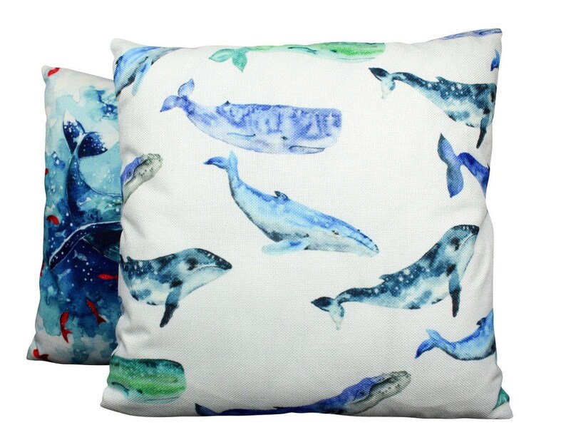 Blue Whale Pillow Cover Throw Pillow Home Decor Etsy